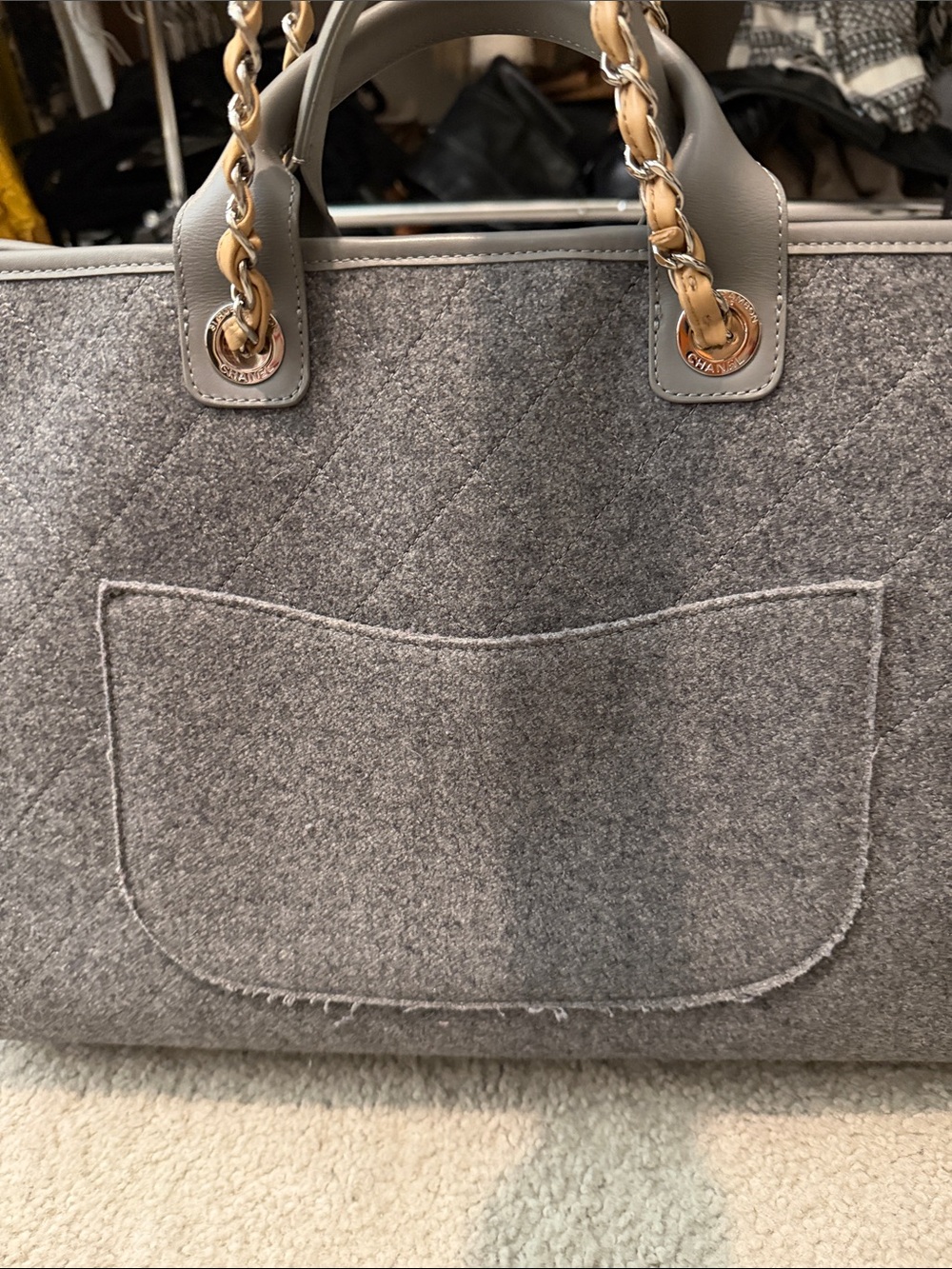 CHANEL Gray Deauville Tote-RARE! - Picture 7 of 15